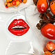 Order Brooch ' Lips bright, red, juicy, scarlet, with piercing'. greenfox-23. Livemaster. . Brooches Фото №3