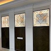 Для дома и интерьера handmade. Livemaster - original item stained glass Tiffany. Geometric stained glass windows in niches with under-paneling. Handmade.