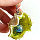 Shell pendant 'Green Wave' author's lampwork. Pendant. Anna Ivanova. Lampwork jewelry. Online shopping on My Livemaster.  Фото №2