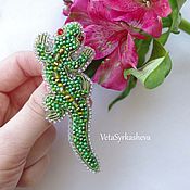 Украшения handmade. Livemaster - original item Lizard brooch made of beads. Handmade.