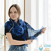 Аксессуары handmade. Livemaster - original item Stole Blue Dali Openwork Crocheted Wool. Handmade.