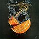 Oil painting orange Slices on a black background hyperrealism on canvas, Pictures, Ekaterinburg,  Фото №1