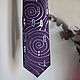 Tie Purple fantasy on the theme of Klimt, painted, narrow 5.5 cm, Ties, Moscow,  Фото №1