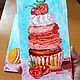 Painting Cupcake Oil 10 X 20 Cardboard Berries Dessert Still Life Kitchen. Pictures. matryoshka (azaart). My Livemaster. Фото №6