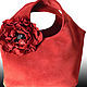 Bag and brooch(2B 1) Red poppy(red suede bag)