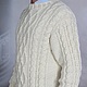 White sweater mens XXL knit, 100% handmade. Jumpers. Initasworks (Inita). Online shopping on My Livemaster.  Фото №2