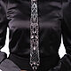 Макси-галстук Осман, чёрный, серебряная вышивка. Галстуки. LAVALLIERE: одежда и аксессуары. Интернет-магазин Ярмарка Мастеров.  Фото №2
