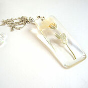 Украшения handmade. Livemaster - original item Transparent Pendant with Wild Flowers Botany Eco Jewelry Resin White. Handmade.