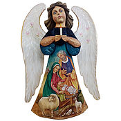 Ангел деревянная статуэтка с ручной росписью