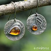 Украшения handmade. Livemaster - original item Earrings silver Nightingale, amber. Handmade.