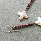 Украшения handmade. Livemaster - original item Pearl Cross Earrings (Silver, Copper) Wire wrap. Handmade.
