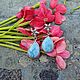 Серьги гвоздики с ларимаром. Серьги-пусеты. Karma-jewelry. Интернет-магазин Ярмарка Мастеров.  Фото №2