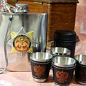 Сувениры и подарки handmade. Livemaster - original item Flask 207 ml glasses with symbols of Russia 