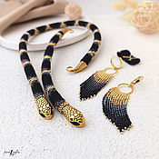 Украшения handmade. Livemaster - original item Black Python - a set of jewelry made of Japanese beads. Handmade.