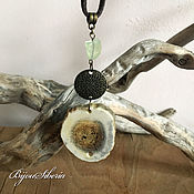 Украшения handmade. Livemaster - original item Izyubra horn pendant with prenite. Handmade.
