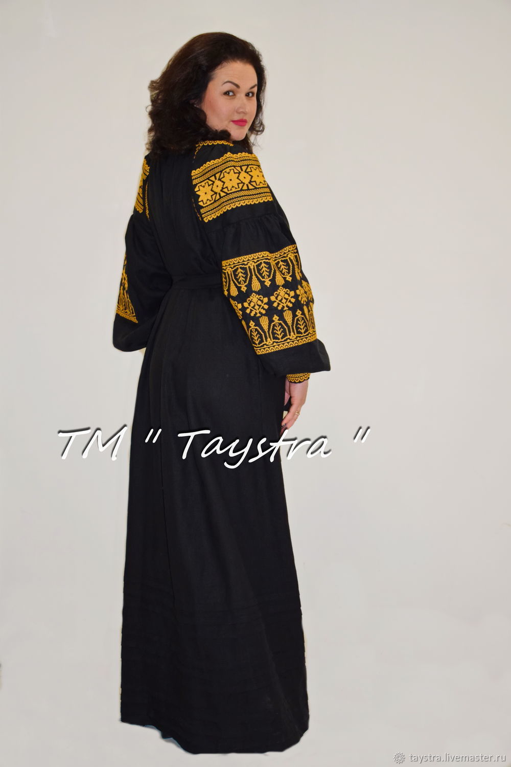 Black Dress Gold Embroidery Ethno Style Boho Chic Bohemian Order Black Dress Gold Embroidery Ethno Style Boho Chic