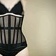 Прозрачный бельевой корсет удлиненный черный. Корсеты. Shi Corset (Анна). Интернет-магазин Ярмарка Мастеров.  Фото №2