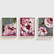 Mini paintings with delicate peonies. Three small paintings of peonies, Pictures, Moscow,  Фото №1