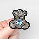 Brooch made of beads Teddy Bear with a heart, brooch bear. Brooches. Zveva. Online shopping on My Livemaster.  Фото №2