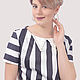 Striped cotton dress with a pearl collar short. Dresses. Yana Levashova Fashion. My Livemaster. Фото №5