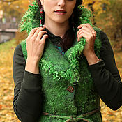 Одежда handmade. Livemaster - original item Felted Vest Female Elf. Green vest, warm. Handmade.