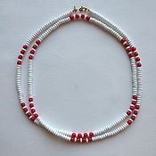 Винтаж handmade. Livemaster - original item Necklace made of Beads Vintage Monet Long Beads white Red choker. Handmade.