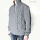 Grey cardigan mens zipper. Sweatshirts for men. CUTE-KNIT by Nata Onipchenko. My Livemaster. Фото №5