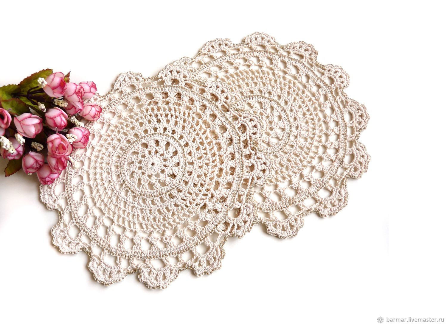 Beige knitted napkin for plates 24 cm, Hot stand, Moscow,  Фото №1