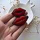 Order A beaded brooch red Lips, a brooch in the shape of lips, red lipstick. Zveva. Livemaster. . Brooches Фото №3