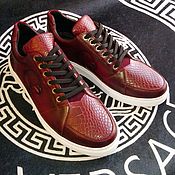 Обувь ручной работы handmade. Livemaster - original item Sneakers made of genuine crocodile and cattle leather, burgundy color, handmade. Handmade.