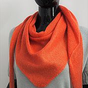Snood women's red warm knitted 2 turns of kid mohair
