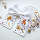 Bow and 2 white linen hairpins - 'Autumn! September 1st', Hairpins, Fryazino,  Фото №1