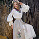 Женский костюм в этно-стиле с ручной вышивкой  «Белая лилия», Костюмы, Винница,  Фото №1