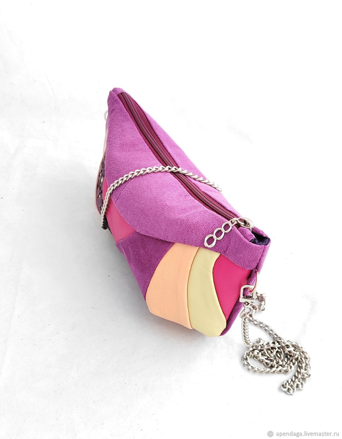 Fantasy cosmetic bag made of natural suede, multi-colored handbag, Beauticians, Ulyanovsk,  Фото №1