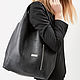 Bag Bag leather soft black Package String Bag T shirt medium Bag Shopper, Sacks, Moscow,  Фото №1