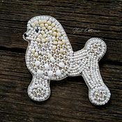 Украшения handmade. Livemaster - original item Poodle White Embroidered beaded brooch. Handmade.