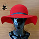 Stylish wide-brimmed hat of felt with a soft brim. Red. Hats1. Mishan (mishan). My Livemaster. Фото №5