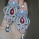 Silver soutache earrings with Swarovski crystals. Earrings. VeninnaS. My Livemaster. Фото №6