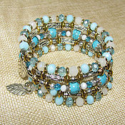 Украшения handmade. Livemaster - original item Blue Luxury Bead Bracelet winding wide. Handmade.