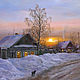 Картина - Зимний вечер в деревне, Картины, Москва,  Фото №1