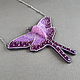 Purple butterfly necklace, embroidered pendant on a chain. Necklace. Nibelung Design Beadwork. My Livemaster. Фото №4
