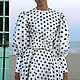 Поплин в тëмно - синий горох на белом фоне от Max Mara, Италия. Ткани. Ткани ОТ- КУТЮР. Ярмарка Мастеров.  Фото №4