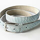 Order Light Blue leather Belt for Women 1.2 inches wide. Two Starlings. Livemaster. . Straps Фото №3