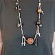 Boho necklace made of lace, Eben, Wenge, Rudraksha and crystal, Necklace, Sergiev Posad,  Фото №1