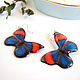 Transparent Earrings Resin Earrings Butterfly Red and Blue Boho Style, Earrings, Taganrog,  Фото №1
