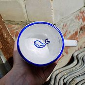Посуда handmade. Livemaster - original item High mugs with drawings on the bottom Blue whale red dick pussy. Handmade.