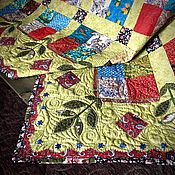 текстильное лоскутное панно "Старый гербарий"