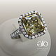Made to order. Luxurious ring with large yellow moissanite 3.80 Carat Radiant.
