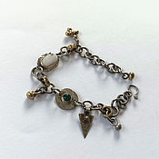 Украшения handmade. Livemaster - original item Bracelet with Australian opal and chalcedony, nickel silver, brass. Handmade.