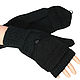 Mittens-mittens with caps (trasformers) knitted Black, Mittens, Orenburg,  Фото №1